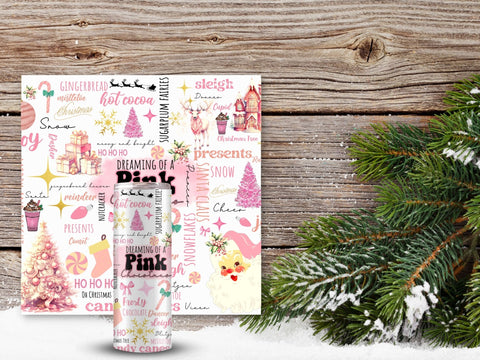 Pink Christmas Tumbler Adhesive Vinyl Wrap