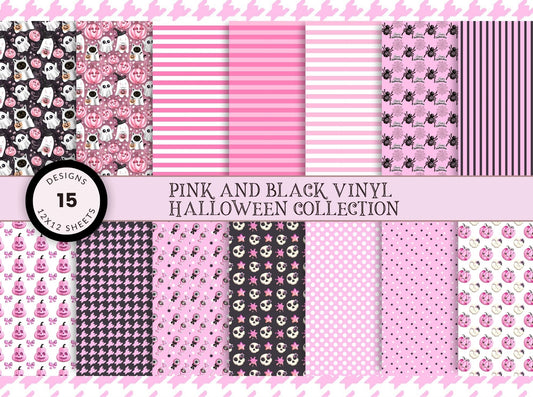 Pink and Black Halloween Vinyl Collection - 12x12 sheets 15 Designs
