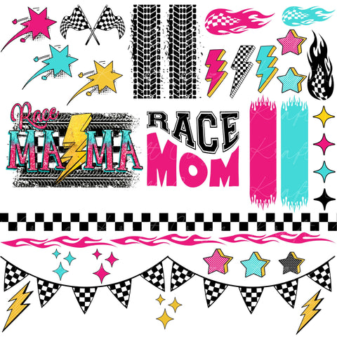 Race mom UV DTF Decal accent Sheet 10x10