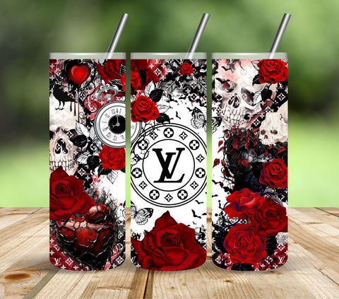 Designer Gothic Floral Vinyl tumbler wraps