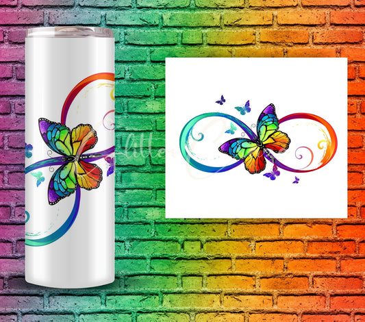 Infinity rainbow Butterfly UV DTF Decal- Multiple sizes