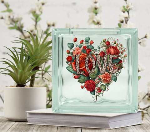 Love Leopard Glass Block Decal