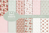 Vintage Pink Floral Collection- 12x12 vinyl sheets- 12 Designs