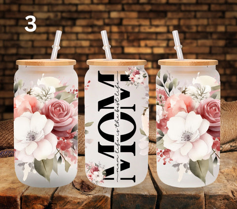 Flower Mom UV DTF Libbey wrap