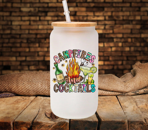 Campfires and cocktails UV DTF Decals