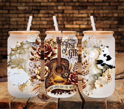 Just a girl who loves country UV DTF Libbey wrap
