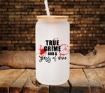 True crime and a glass of wine UV DTF Decals