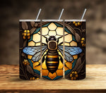 Stained Glass Bee Vinyl Tumbler Wrap