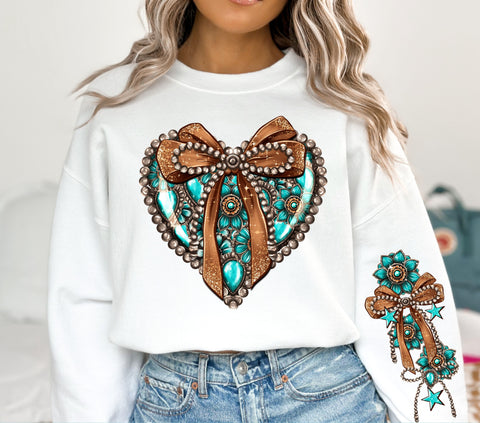 Turquoise Concho Heart DTF Transfers- 2 piece set