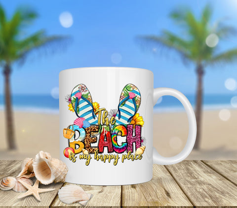 The Beach is my Happy Place - Flip Flops- UV DTF decal