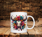 Western Bull Skull with Sunflowers UV DTF decal