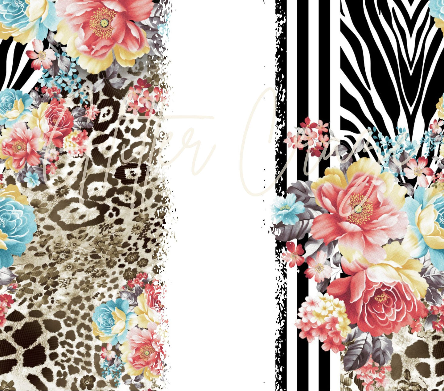 Watercolor Floral on animal print wrap downloads- 6 different designs