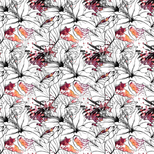 Abstract Burgundy Florals Adhesive Vinyl
