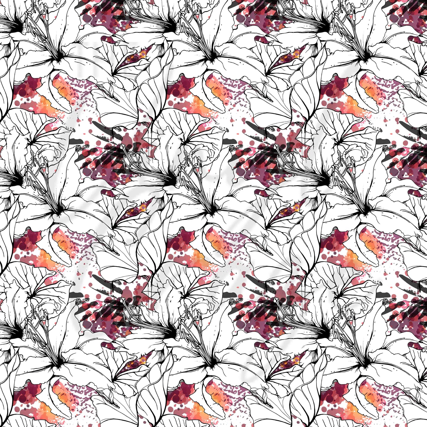 Abstract Burgundy Florals Adhesive Vinyl