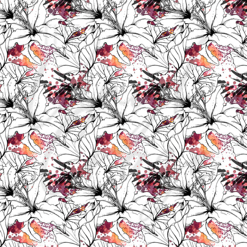 Abstract Burgundy Florals Adhesive Vinyl