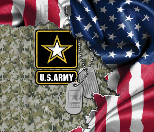 Army American Flag 20 or 30 oz Skinny Adhesive Vinyl Wrap
