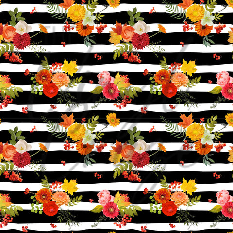 Autumn Striped Florals Adhesive Vinyl