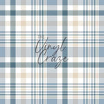 Beige And Blue Plaid Check - Adhesive Vinyl