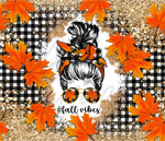 Black Plaid Fall Vibes 20 or 30 oz Skinny Adhesive Vinyl Wrap