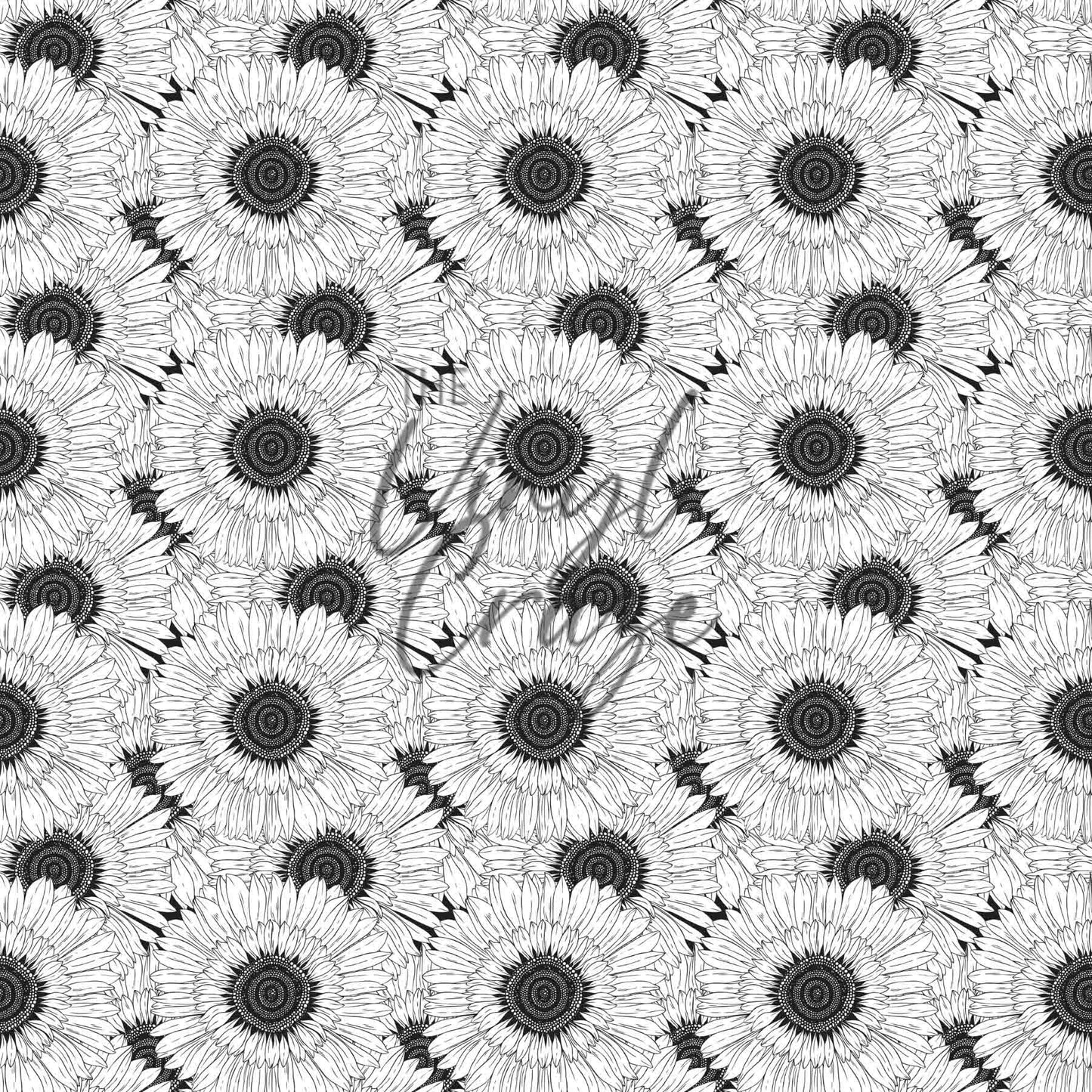 Black And White Flowers - Adhesive Vinyl