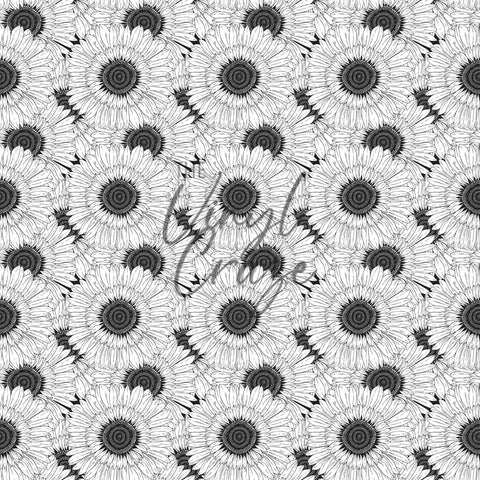 Black And White Flowers - Adhesive Vinyl