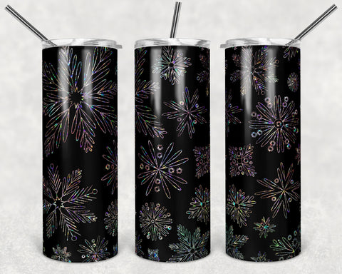 Black Holographic Snowflakes Wrap