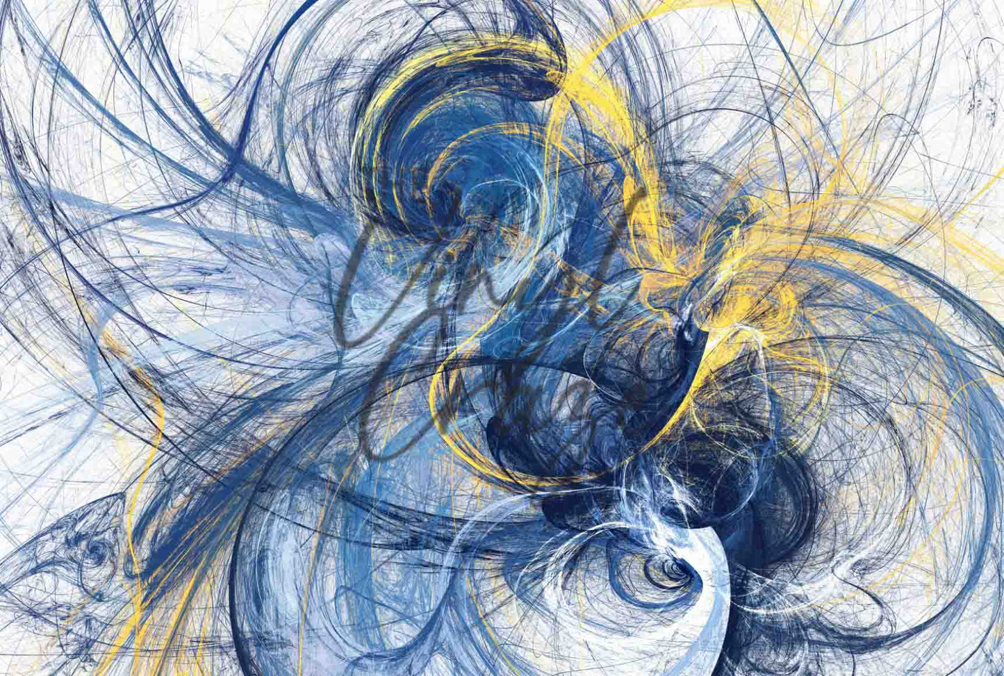 Blue And Yellow Swirls - Adhesive Vinyl Wrap