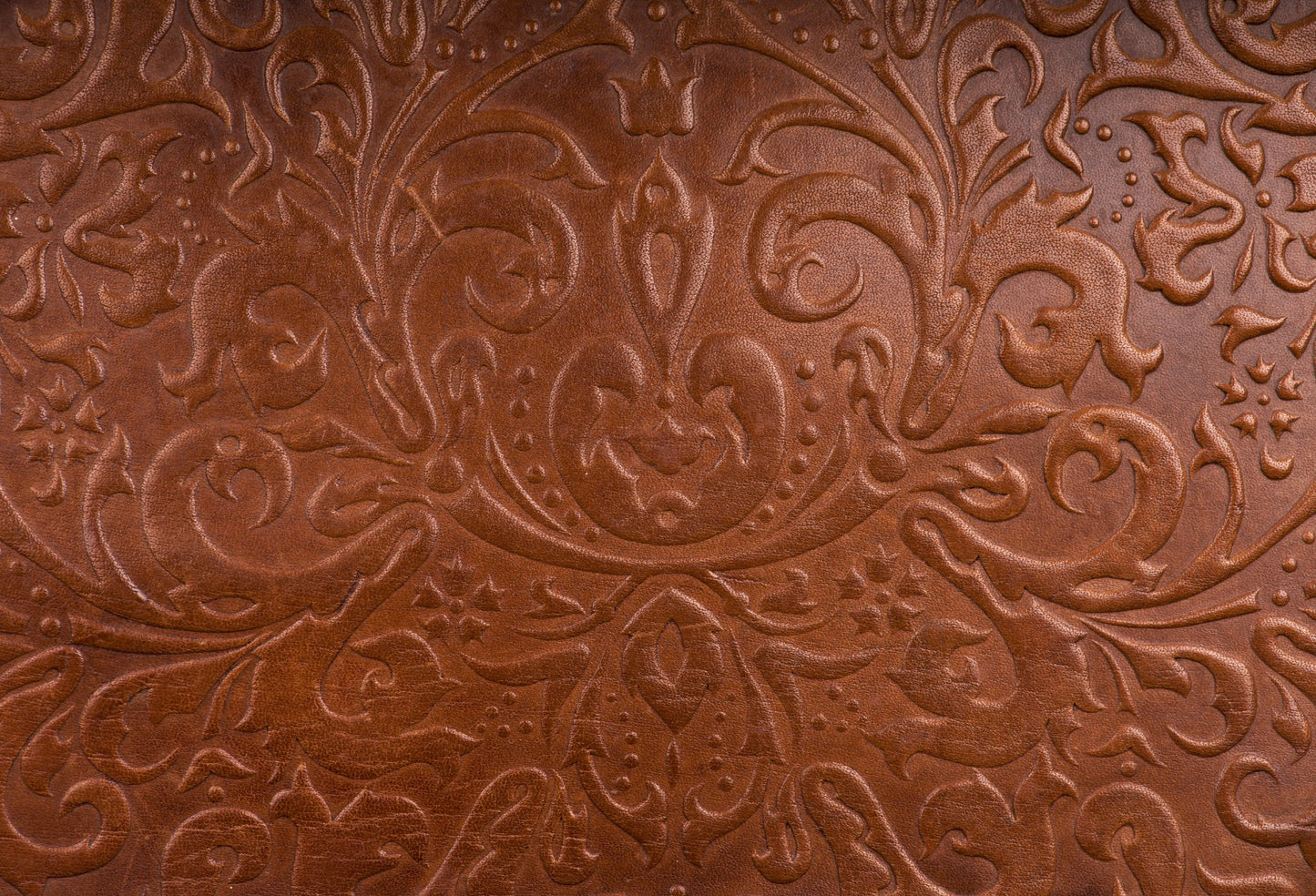 Brown Floral Tooled Leather - Adhesive Vinyl Wrap