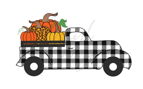 Buffalo Plaid Pumpkin Truck UV DTF Decal