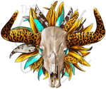 Bull Skull Sunflower UV DTF Decal