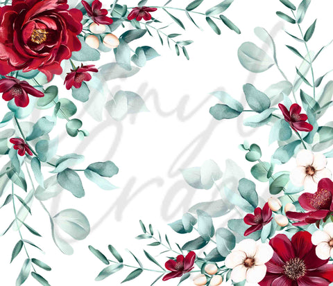 Burgundy Floral 20 or 30 oz JPEG Download