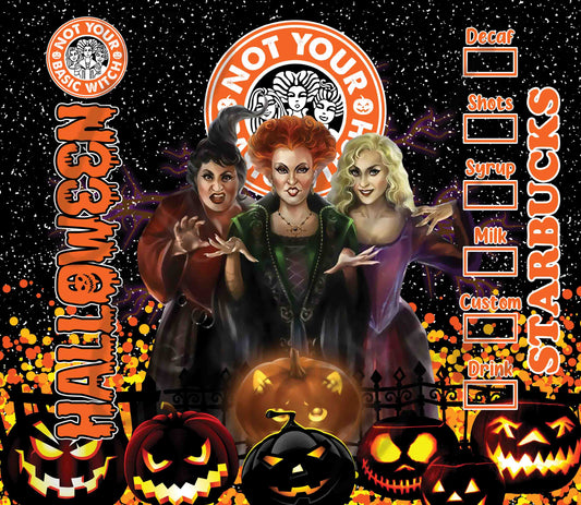 Bux Not Your Basic Witch 20 or 30 oz Skinny Adhesive Vinyl Wrap