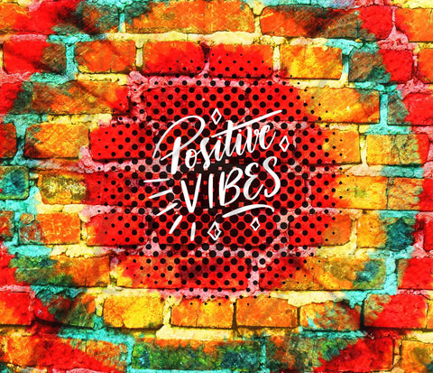 Colorful Bricks Positive Vibes 20 or 30 oz Skinny Adhesive Vinyl Wrap