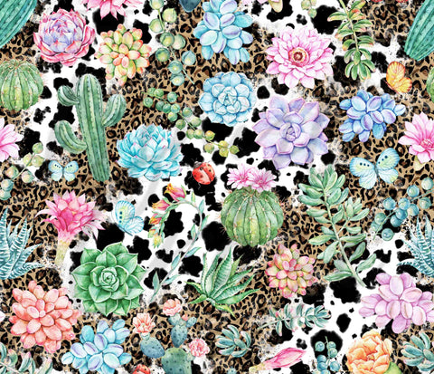 Cow Succulents 20 or 30 oz Skinny Adhesive Vinyl Wrap