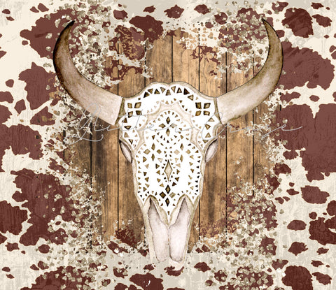 Cowhide Skull 20 oz Skinny Adhesive Vinyl Wrap