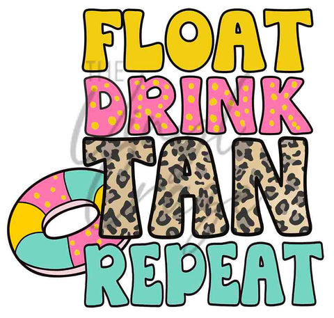 Float Drink Tan Repeat UV DTF Decal