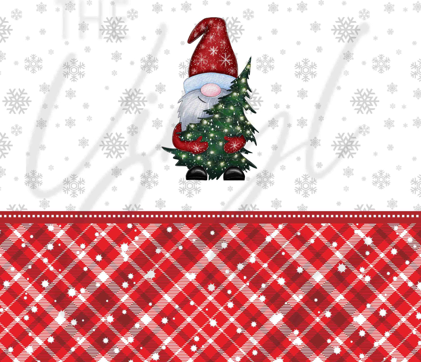 Gnome Tree With Plaid Wrap or 12 x 12