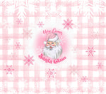 Pink Snowflakes Here comes Santa Clause 20 or 30 oz Skinny Adhesive Vinyl Wrap