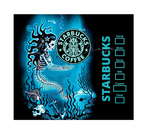 Mermaid skull SB 20 or 30 oz Skinny Adhesive Vinyl Wrap