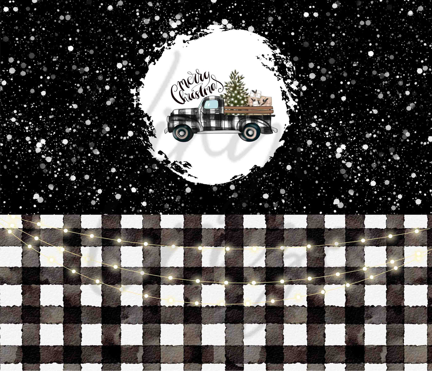 Merry Christmas Black & White Plaid Wrap JPEG Download