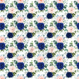 Navy Blue, Pink and Peach Florals Adhesive Vinyl
