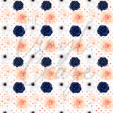 Navy Blue, Pink and Peach Florals Adhesive Vinyl