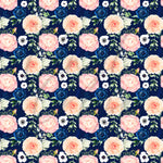 Navy Blue, Pink and Peach Florals Adhesive Vinyl