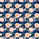 Navy Blue, Pink and Peach Florals Adhesive Vinyl