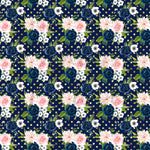 Navy Blue, Pink and Peach Florals Adhesive Vinyl