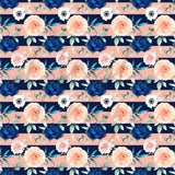 Navy Blue, Pink and Peach Florals Adhesive Vinyl