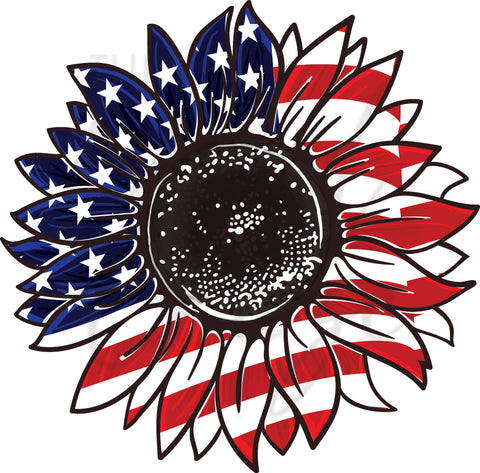 Patriotic Sunflower UV DTF Decal