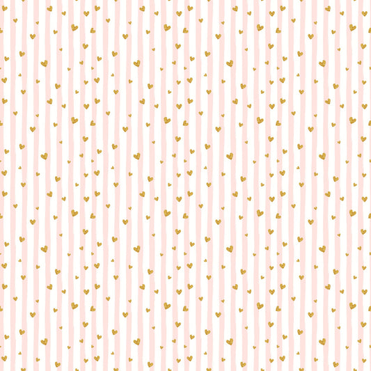 Pink Stripes And Gold Hearts - Adhesive Vinyl