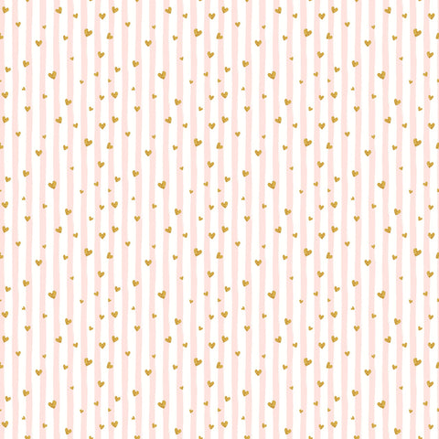 Pink Stripes And Gold Hearts - Adhesive Vinyl