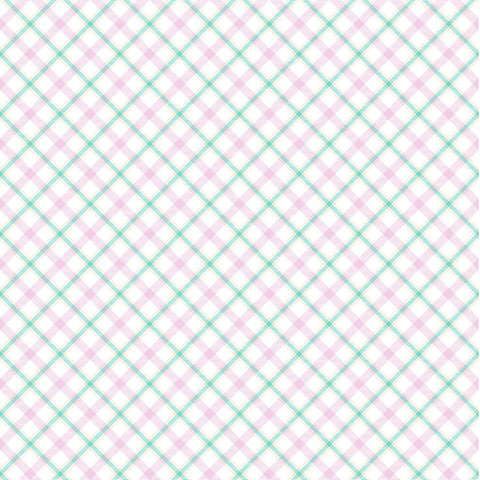 Pink And Teal Plaid - Adhesive Vinyl